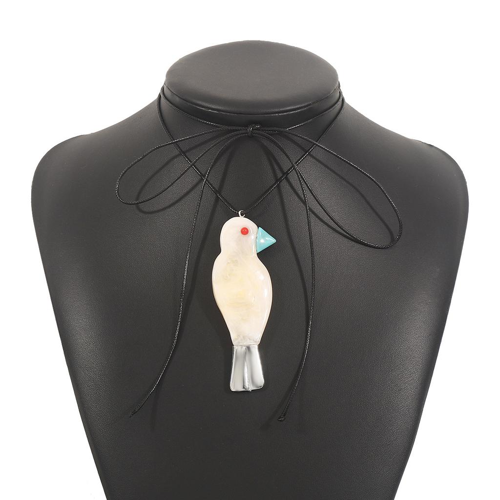 Tooxika Cute Resin Bird Pendant Long Necklace Personalised Literary Necklace