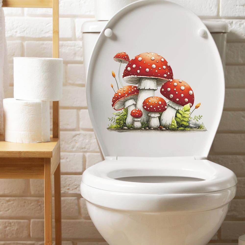 Creative Red Mushroom Stickers - Bathroom and Toilet Decorative Wall Stickers for The Bathroom and Toilet Area