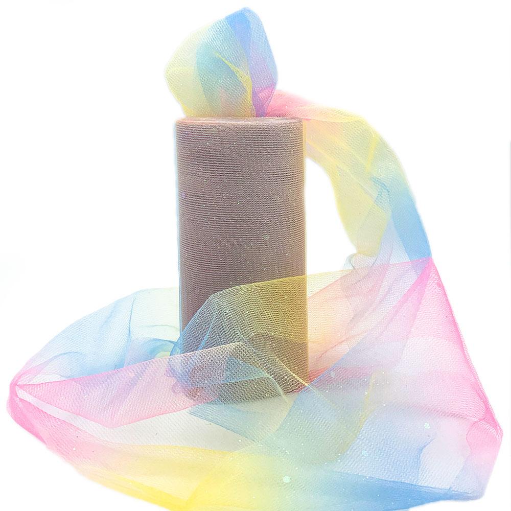 44 Assorted Colors Glitter Solid Rainbow Tulle Netting Roll 6in x 10 Yards DIY Sewing Doll Clothes Tablecloth Skirts Party Decor