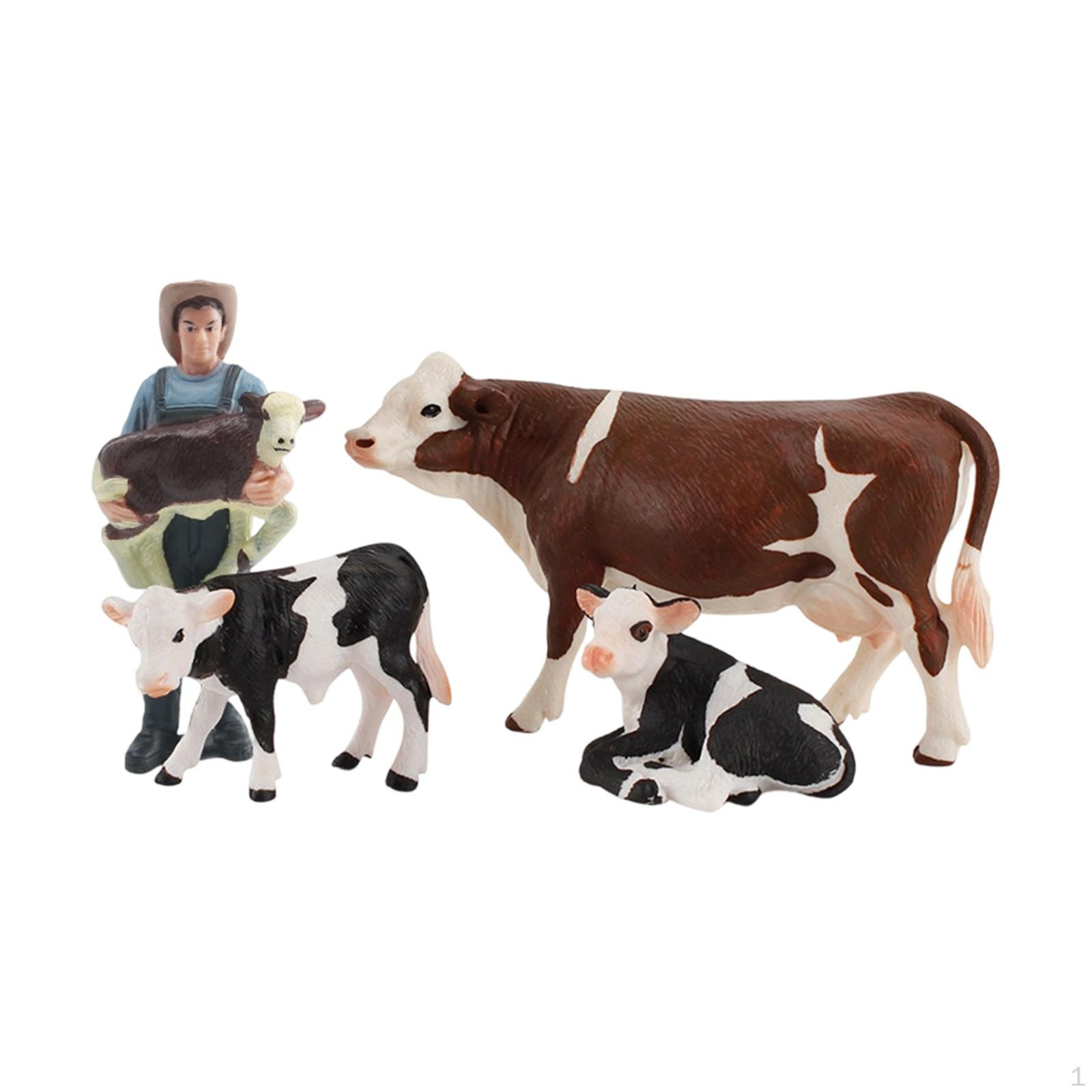 

4 Pieces Farm Cow Toys Dioramas Accessories Decorations Collection Playset Realistic Preschool