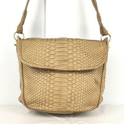 Bolso de Hombro VALIANI de Cuero Pitón Beige Marrón Claro Piel de Serpiente Todo Cuero(USADO)