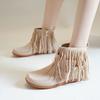 Bohemian Style Women Shoes  Autumn Winter Fashion Women's Tassel Boots Comfortable Flat Sole Ladies Ankle Boot  Mujer