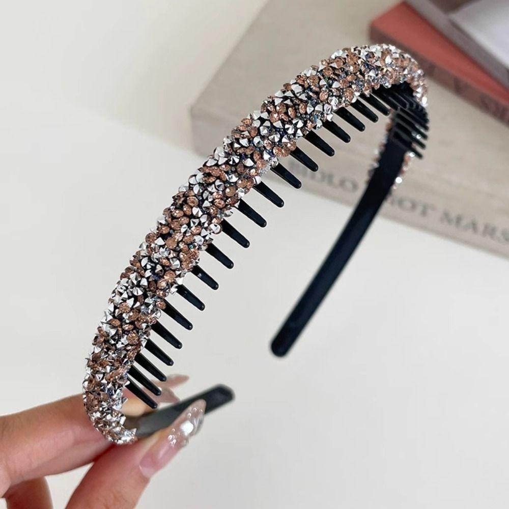 With Toothed Thin Hairband Shiny Hair Hoop Sweet Rhinestone Headband  Face Wash