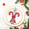 12Pcs Christmas Flatware Sleeves Candy Cane Style Fabric Utensil Pouches Reusable Cutlery Holders Holiday Dinner Table Decor