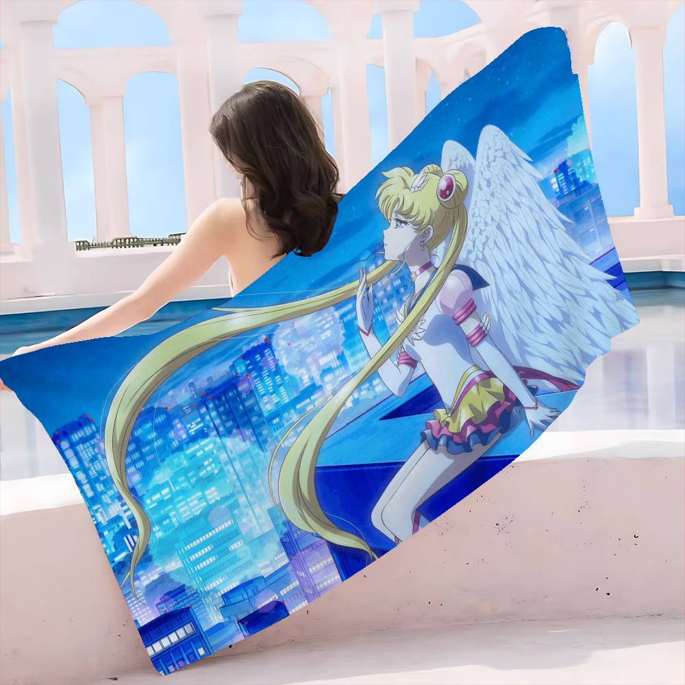 Magical Girl Anime S-Sailor M-Moon Big Microfiber Beach Towels Quick Dry Towel Sand Beach Towels Pool Towel for Travel Swim