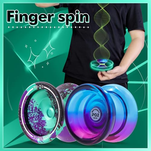 WATIEOBOO Yoyo 2-Piece Set: P02 Dual Color Yo-Yo and Camouflage Metal Yo-Yo. Dual Mode Yo-yo (Reactive To Non-Reactive) Perfect for Professional Yo-Yo