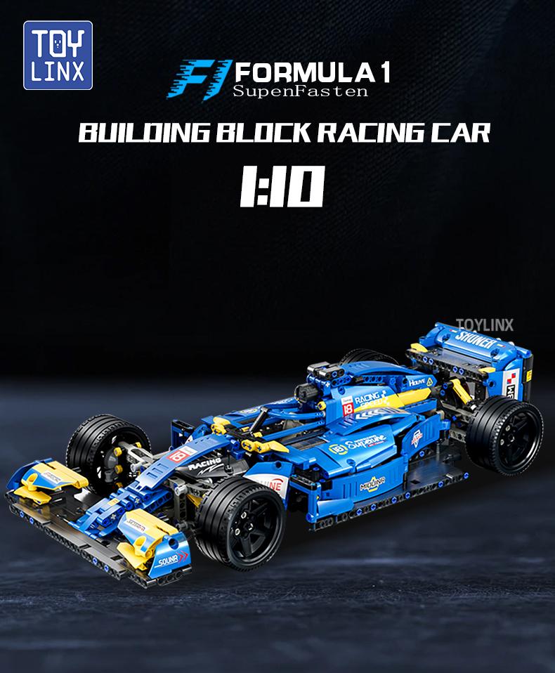 Toylinx 1:10 Building Racing Car Blocks Blue Car Desktop Decorations Collectible Model Car Kits Toy Festive Giving Gift No Box