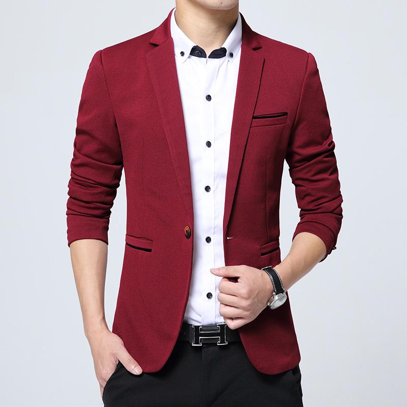 2019 Men's Plus Size Single-Breasted One-Button Casual Suit Jacket, Available In Five Spring and Autumn Colors