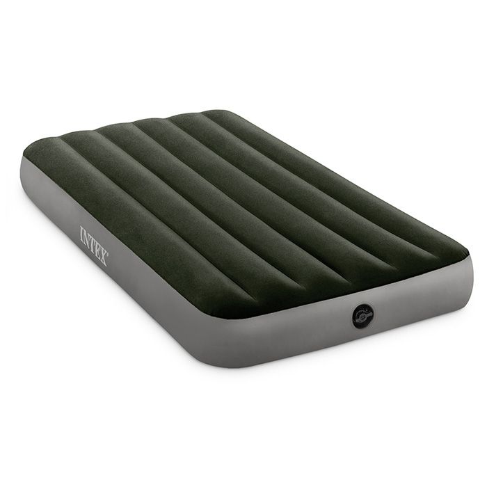 Matelas de camping - INTEX - Downy Prestige - 1 place - Gonfleur électrique à piles - Confort Fiber-Tech
