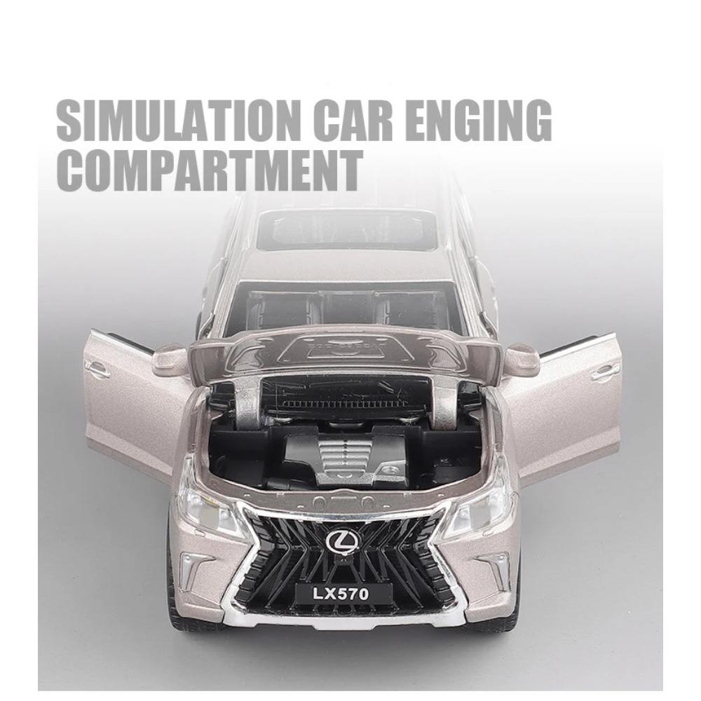 1/32 New Lexus LX570 Alloy Car Model Diecast Metal Toy Vehicles with Pull Back Sound Light 6 Open Doors for Kids Gift