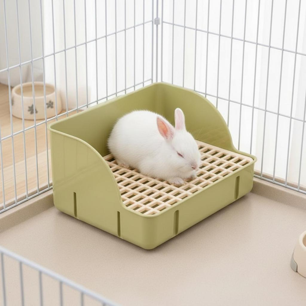 Kaninchen-Katzentoilette mit Gitter Stabil für Kaninchen