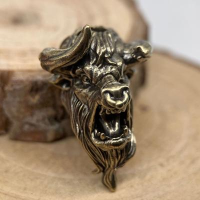 Bull Head Yak Brass Knife Beads EDC DIY Woven Bracelets Lanyard Key Chain Pendant Accessories Men Outdoor Tool Hangings Charms