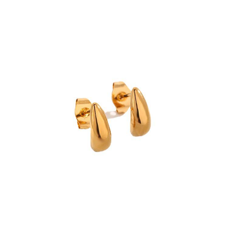 18K Gold Minimalist Water Drop Stud Earrings - Versatile, Personalized, and Durable Titanium Steel