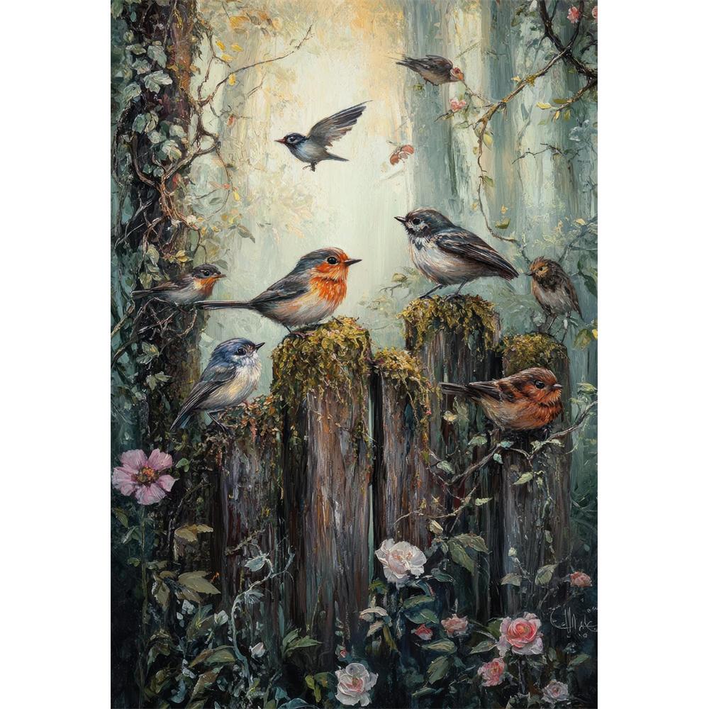 5D Diy Diamond Painting Cross Stitch Embroidery Vintage Woodland Animals Full Round Drill Home Decor Wall Art Gift