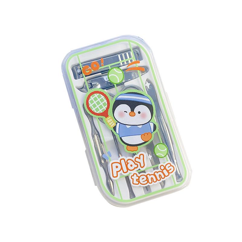PP Box Cute Cartoon Manicure Set, Stainless Steel Nail Clippers, 7-Piece Kit for Girls