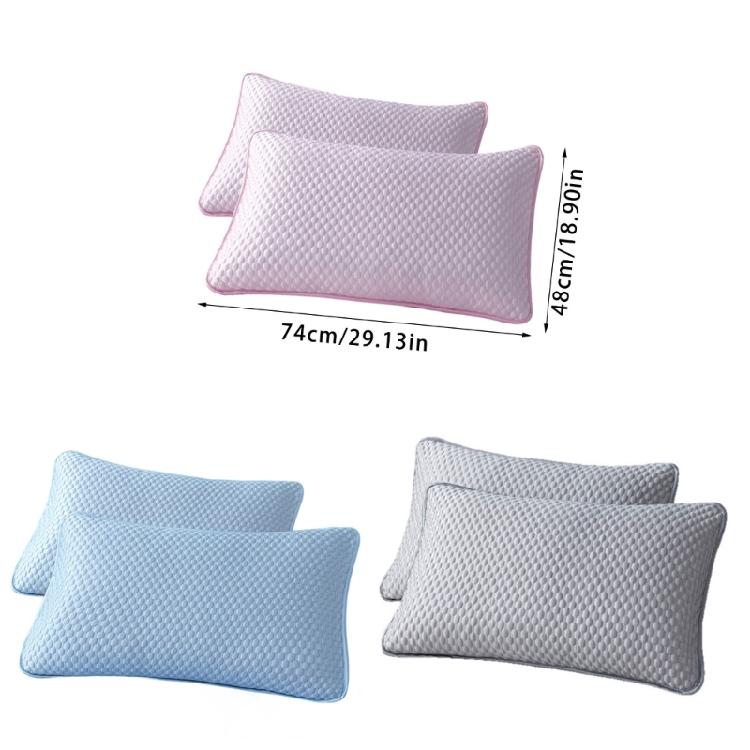 2 Pack Cooling Pillow Covers Ice Silk Fabric Washable Pillowcase 48x74cm Soft Breathable Design with Envelope Closure