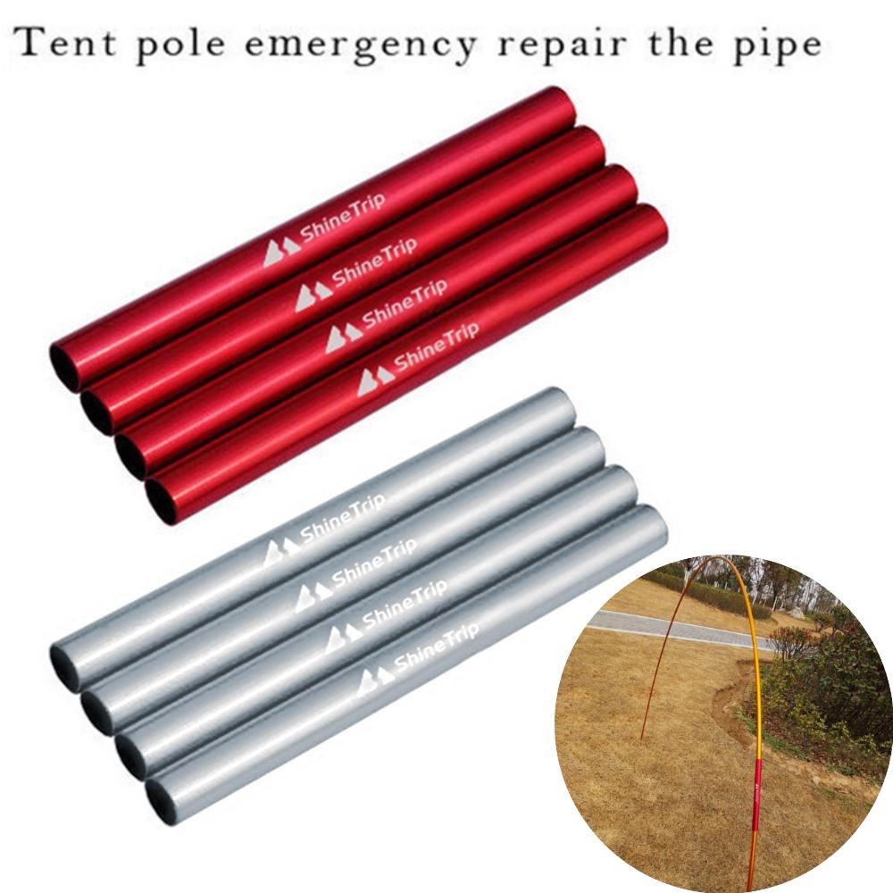4pcs Camping Tent Pole  Repair Tube Replacement Aluminum Mending Pipe Emergency Connection Pipe Outdoor Tent Rod Camping Repair rosso