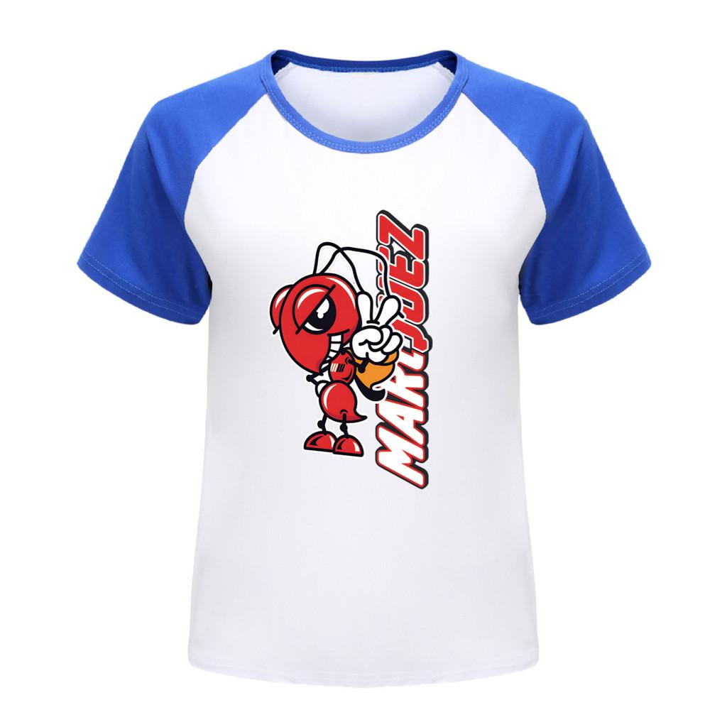 4819 Multi-color Kids Boys Girls Marquez Motorcycle Print Raglan Sleeves T-Shirt 100cm синий