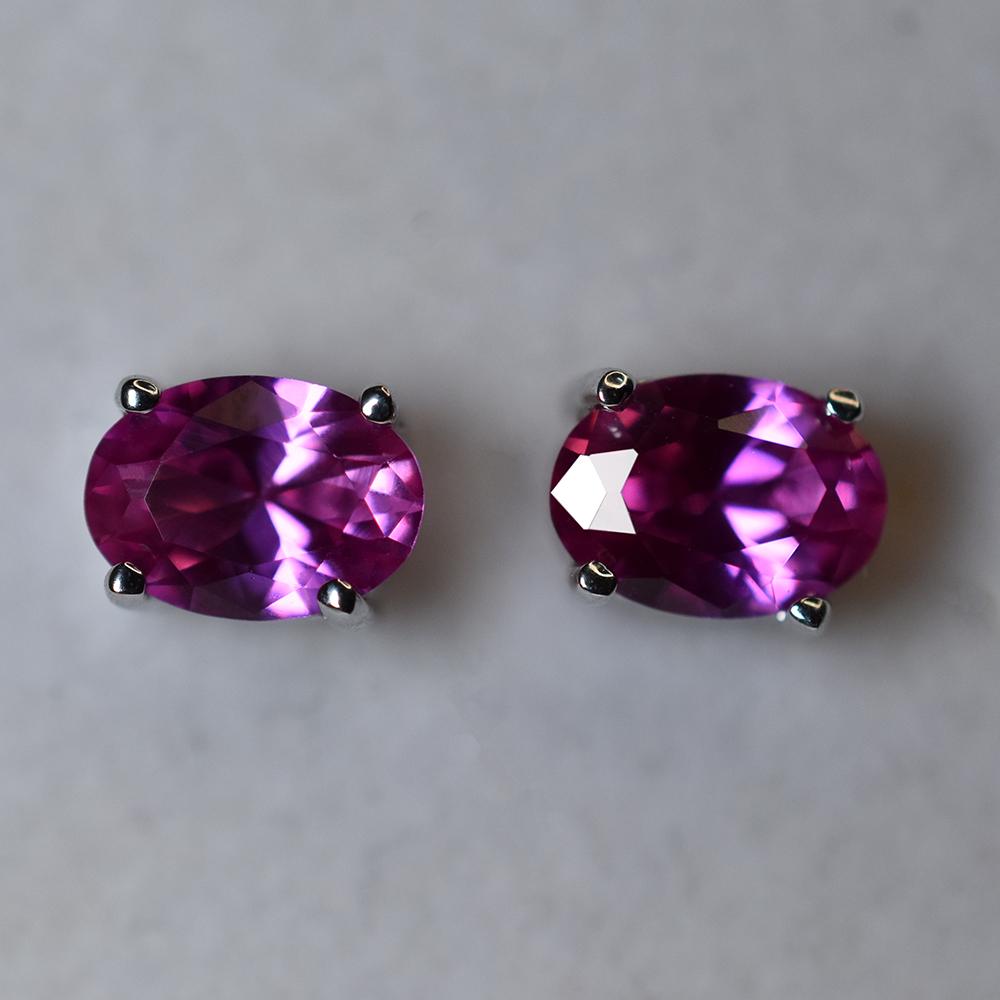 CERTIFIED Natural Pink Ruby Oval Gems Earring Pair 8.40 Ct 925 Starling Silver MY.ER-27-NS