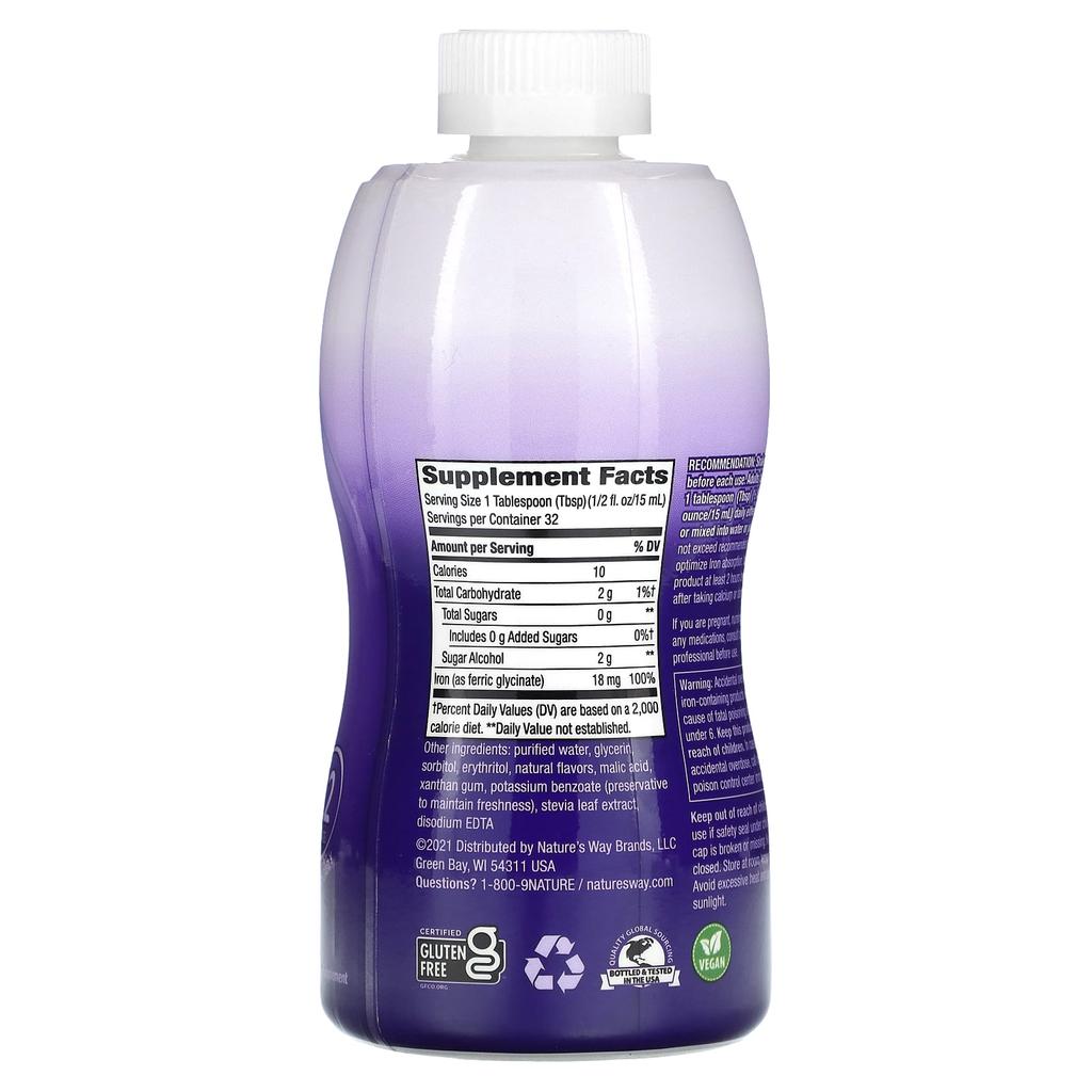 Nature's Way Liquid Iron, Berry, 16 Fl Oz (480 Ml)