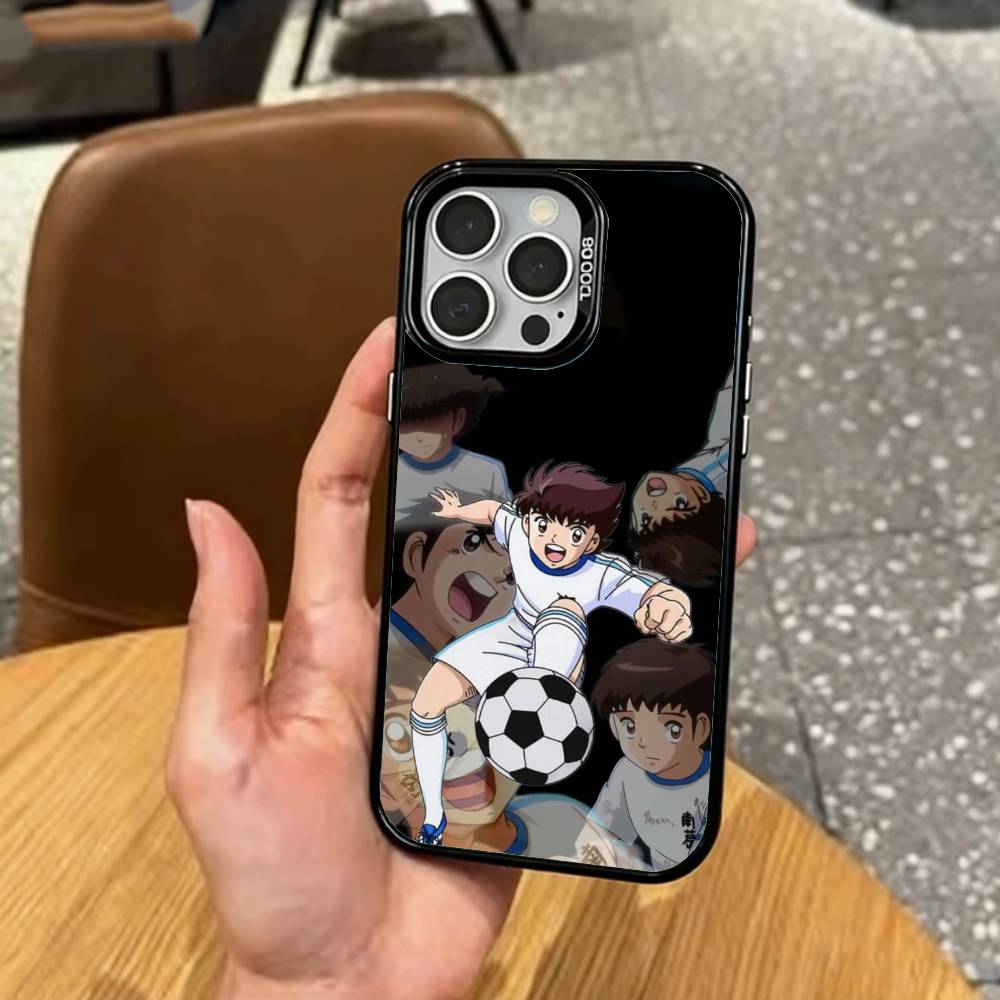 Anime C-captain T-tsubasa Phone Case For iPhone17,16,15,14,13,12,11 Plus,Pro Max Colored Silver Plated Inside Cover