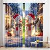 Flat Printing Christmas Curtains Day Snowman Digital Printed Polyester Drapes Birthday Party Use Curtain Set Of 2 Made Washable