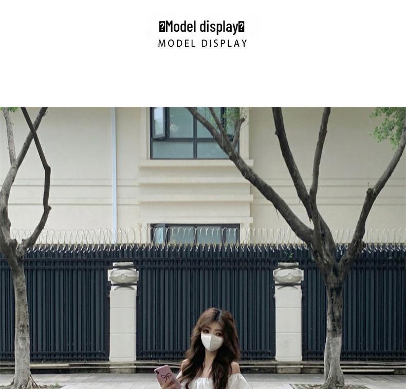 Women's White Off-Shoulder Ruffle Dress - Summer Vacation French Style, Slimming Waist, Backless, Long Design