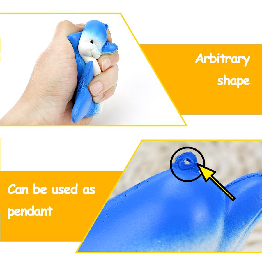 Squishy śliczne delfiny dla dzieci zabawki dla dzieci antystresowy powolny wzrost miękkie Squishies pasek z wisiorkiem zabawka antystresowa śmieszne prezenty