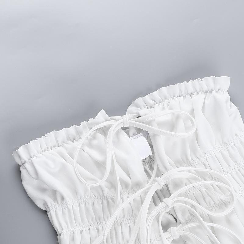 Drawstring Bandeau Top - Sexy Pleated Lace-up Summer Vest for Women