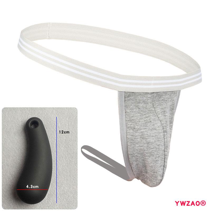 YWZAO Vložiteľný análny dildo Pánske spodné prádlo Tanga Sivá N03
