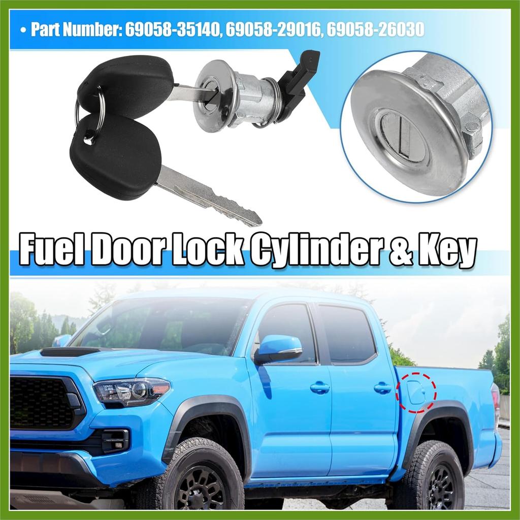 1 Set Fuel Door Lock Cylinder W/Keys for Toyota Tacoma for Toyota Tundra Fuel Tank Lock Cylinder Fuel Filler Lid Door Gas Lock Cylinder 69058-35140