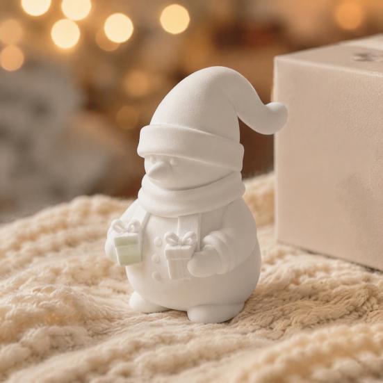 Christmas Snowman Ornaments 3D Printed Figurine Holding Gift Boxes, DIY Paintable Creative Parent Child Handmade Art Ornament, Cute Winter Desktop