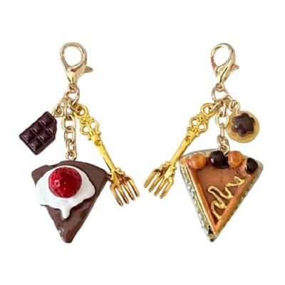 Cute Resin Simulated Food Phone Charm Keychain Coffee Cake Pendant Creative Bags Accessory Handbag Decors Birthday Gift
