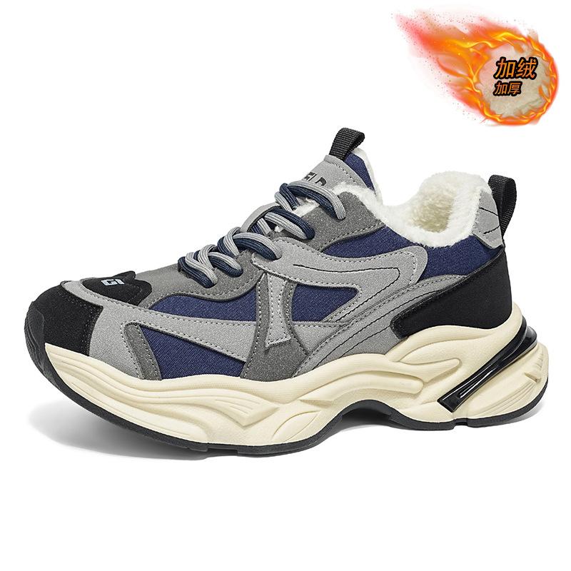 Winter fleece thickened fashion men's shoes popular stream men's sports casual dad shoes