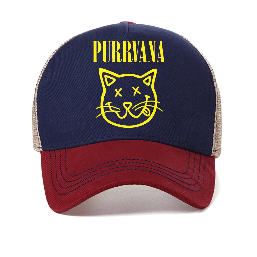 Purrvana Cat Baseball Cap Summer For Men Women Casual Sunscreen Snapback Hat Mesh Breathable Adjustable Sun Hats
