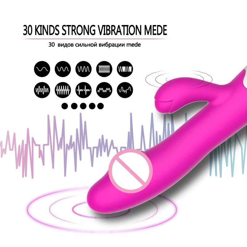 New Rabbit Vibrator for Women 30 Speed Rechargeable G Spot Clitoris Stimulator Dildo Vagina Female Climax Masturbator Sex Toys for Aldult Insert Dildo