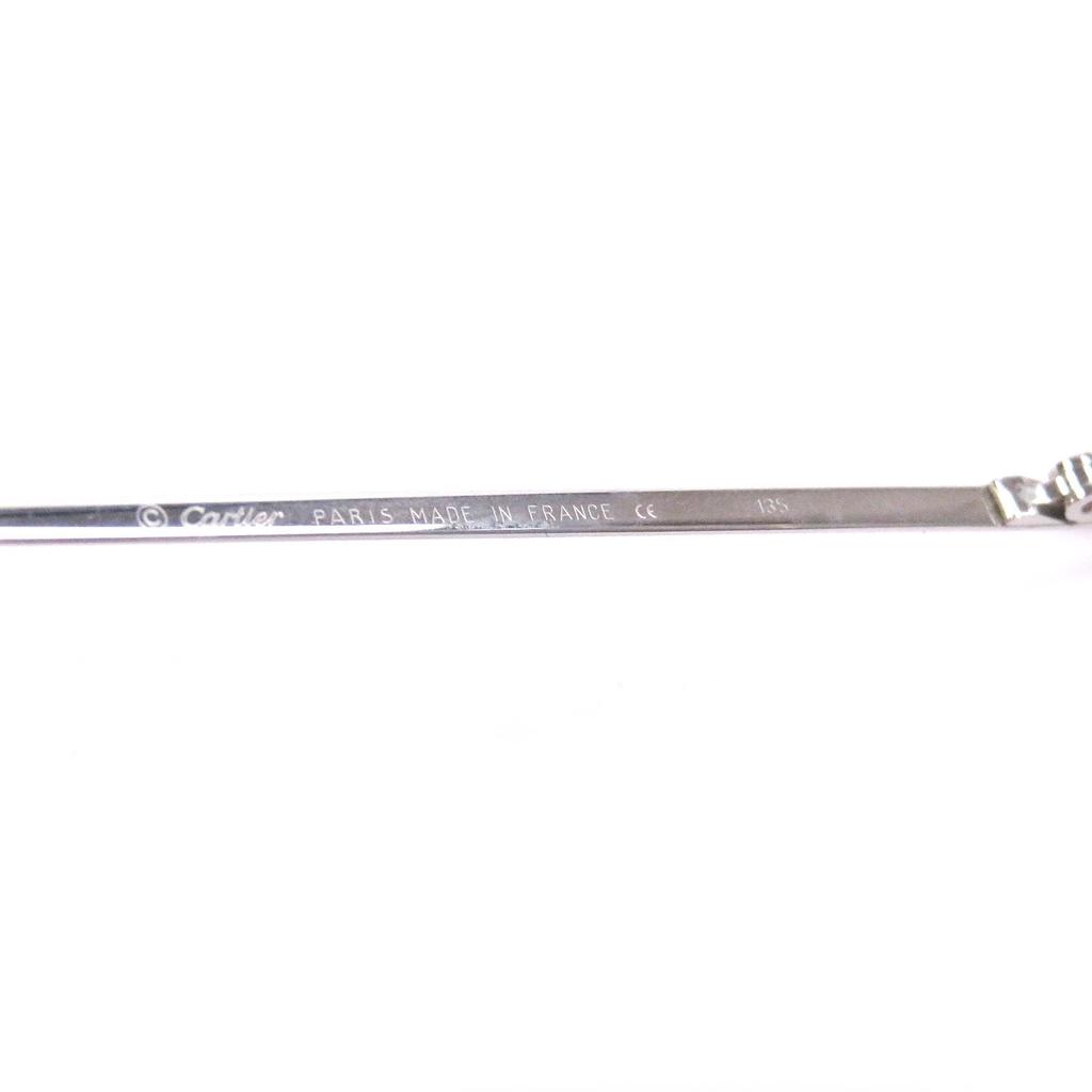 Great Cartier Glasses 135 2C Decor Two-Point Rimless Silver Used