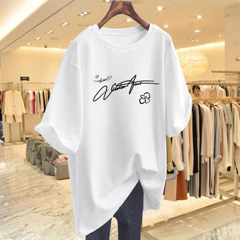 

Pure cotton spot women s printing loose round neck short-sleeved t-shirt women s summer new S