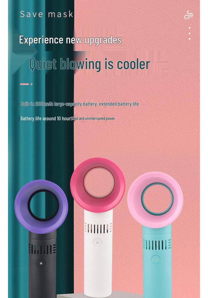 Portable Bladeless Handheld Fan with USB Charging for Eyelash Extensions