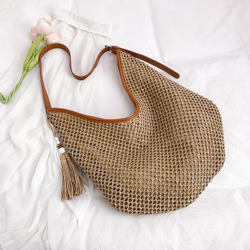 

Leisure beach 2025 summer new popular weaving fashion foreign style shoulder seaside travel beach straw bag хаки