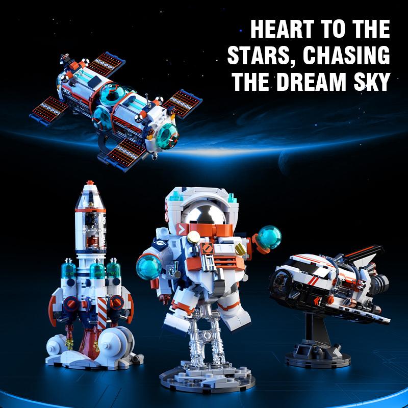 Non-Toxic Creative Aviation Manned Building Blocks Space Astronaut Figure Diy Aerospace Bricks Model Toys For Kids Christmas Gift