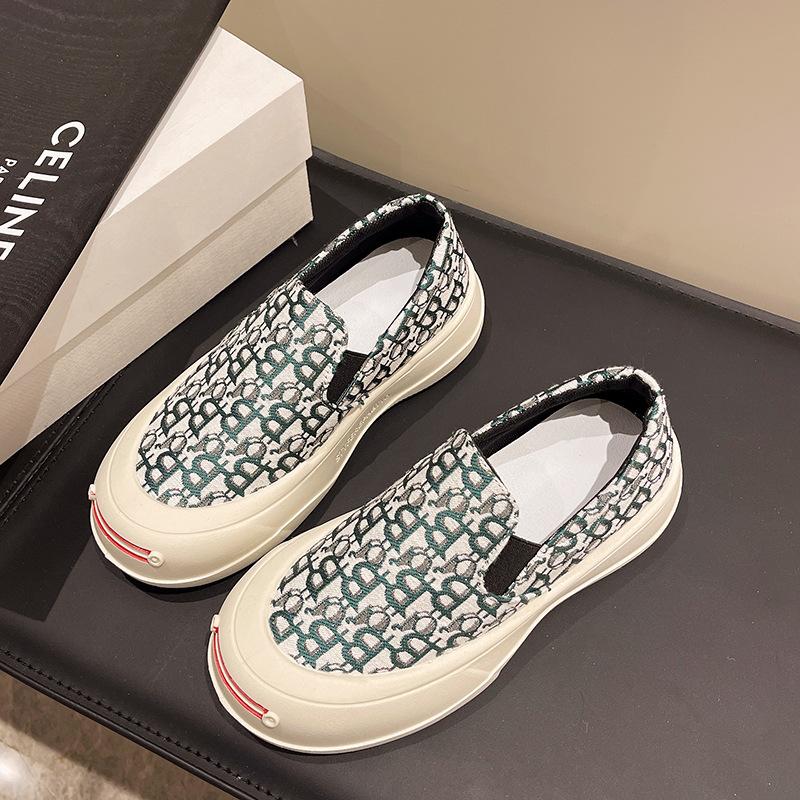 2025 New Women's Shoes One-pedal Flat-soled Single Shoes Cloth Shoes Fashion Casual Canvas Shoes