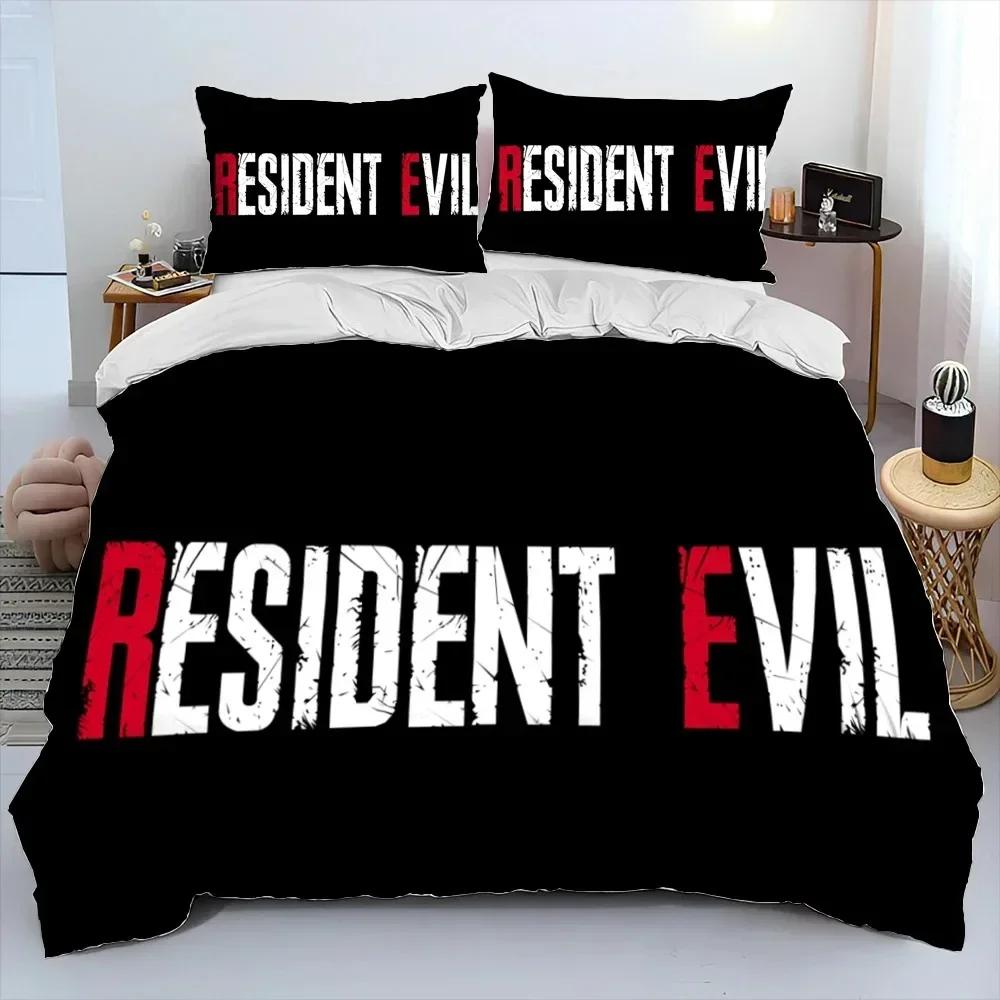 R-Resident Evil Games Gamer Bedding Set Duvet Cover Sheet Printed Bed Set Pillowcase Bed Full Queen King Size Comforter Bedroom