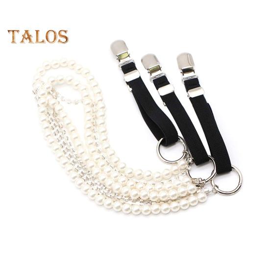 

Женский пояс для чулок с искусственным жемчугом, украшение для рубашки, регулируемый эластичный зажим «утиный рот», задний ремень для верхней одежды, ремень для цепочек, ювелирные изделия, ремень для чулок чёрный