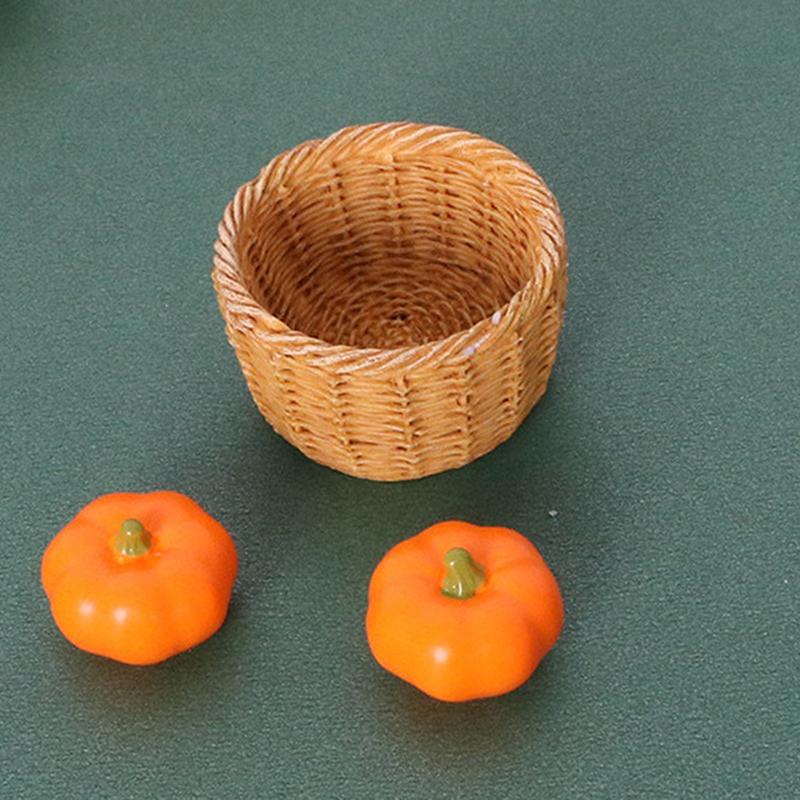 3Pcs/Set Dollhouse Simulation Vegetable Handheld Basket Model Mini Vegetables Decoration For 1/12 Dolls House Kitchen Play Toys