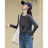 Demana Women's Autumn Letter Print Cotton Blend T-shirt