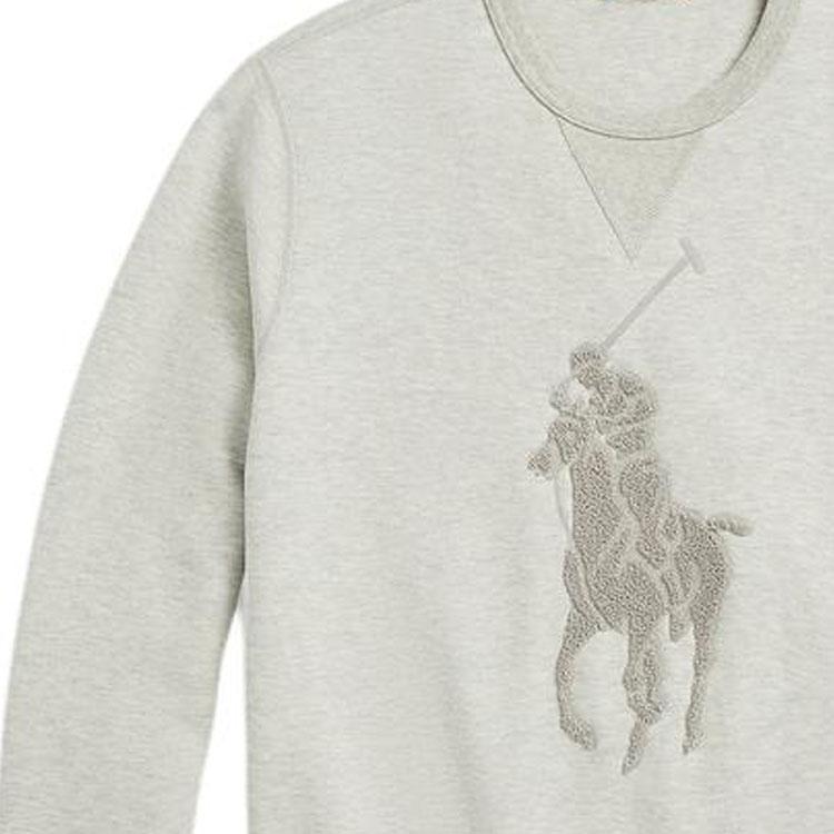 Polo Ralph Lauren Ss24 Equestrian Embroidered Crewneck Knit Casual Sweatshirt Men sweatshirt Light-Heather-Gray MNPOKNI16823444-020