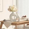 1 Pair Snuggle Hollow Heart Shaped Vase, Minimalist Modern Flower Vase, Nordic Boho Style Decorative Vase for Living Room Shelf, Mantle, Entryway,