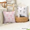 Pink Bow Cushion Cover Natural Linen Organic Fabric DoubleSided Printing Couch Pillow Covers Home Decor