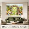 1 piece, Spring Forest Path Easter, Flower Wreath Arch Green Grass Flower Rabbit Easter Egg Butterfly Photo Background